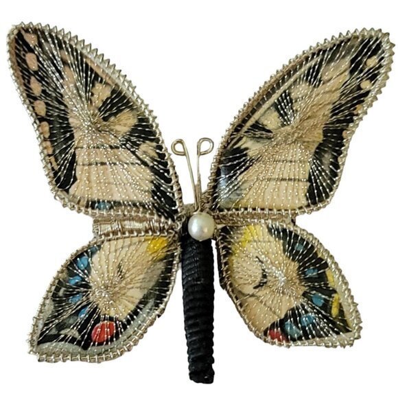 Princess Handmade West Germany Spun Style Butterfly Pin L40 - Picture 1 of 10